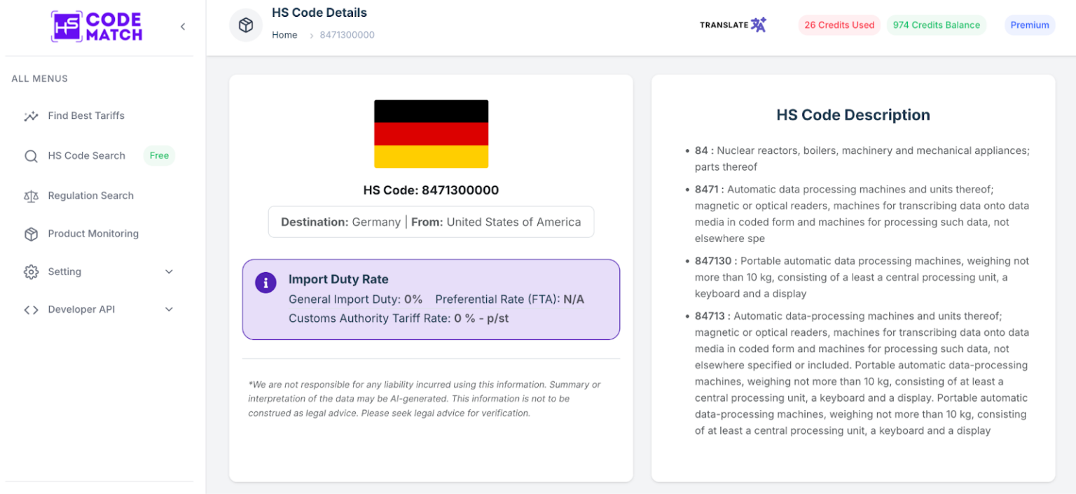 HS Tariff Classification Code for Laptop - HS Code Match